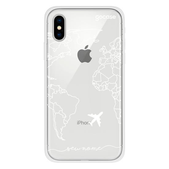 Capinha para celular Mapa Mundi Lines Manuscrita (White)