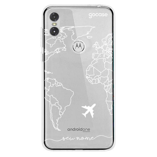 Capinha para celular Mapa Mundi Lines Manuscrita (White)