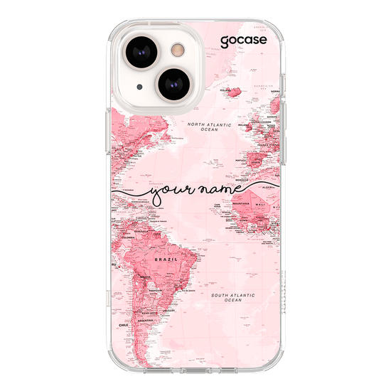 World Map Pink Handwritten Phone Case