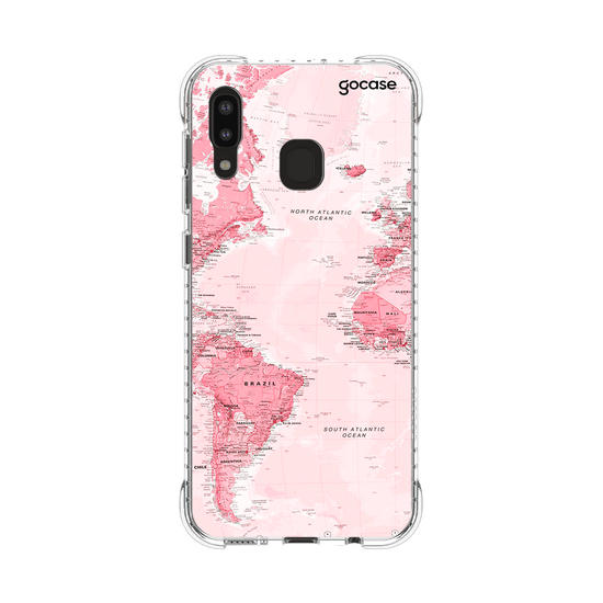 Capinha para celular Mapa Mundi Rosa Manuscrita