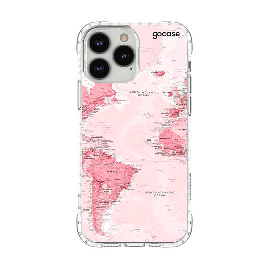 Capinha para celular Mapa Mundi Rosa Manuscrita