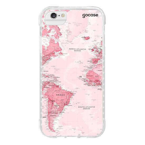 Capinha para celular Mapa Mundi Rosa Manuscrita