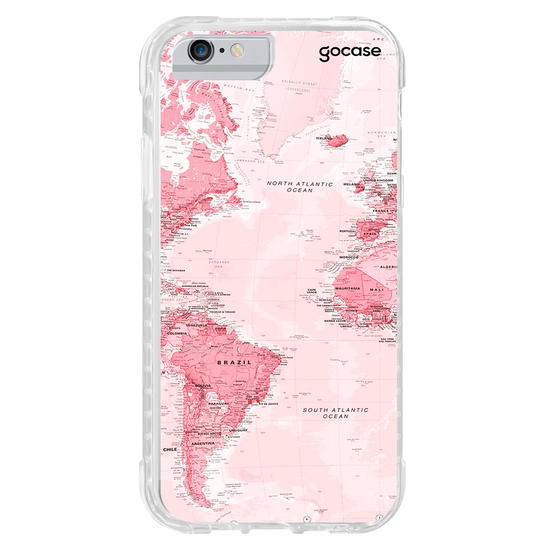 Capinha para celular Mapa Mundi Rosa Manuscrita