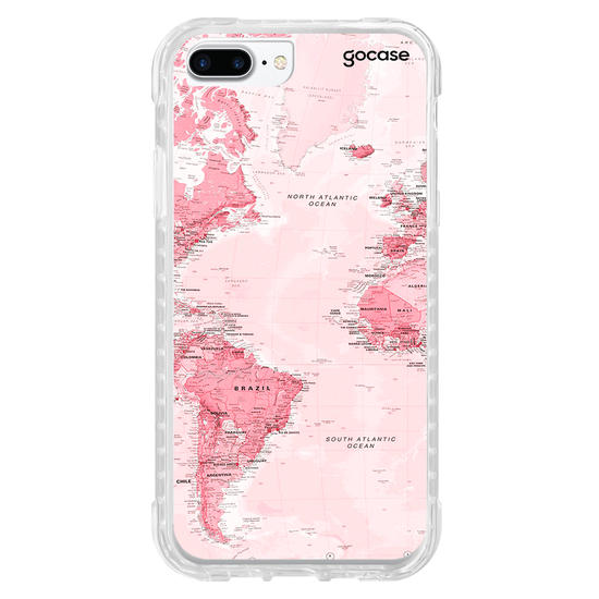 Capinha para celular Mapa Mundi Rosa Manuscrita