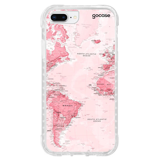 Capinha para celular Mapa Mundi Rosa Manuscrita