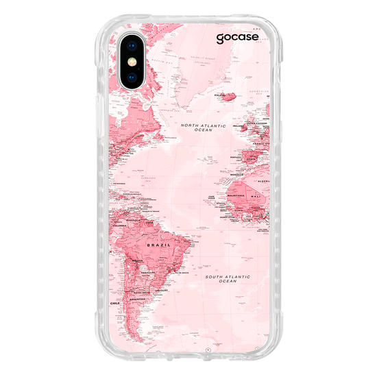 Capinha para celular Mapa Mundi Rosa Manuscrita