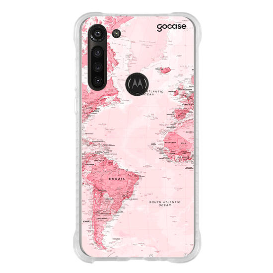 Capinha para celular Mapa Mundi Rosa Manuscrita