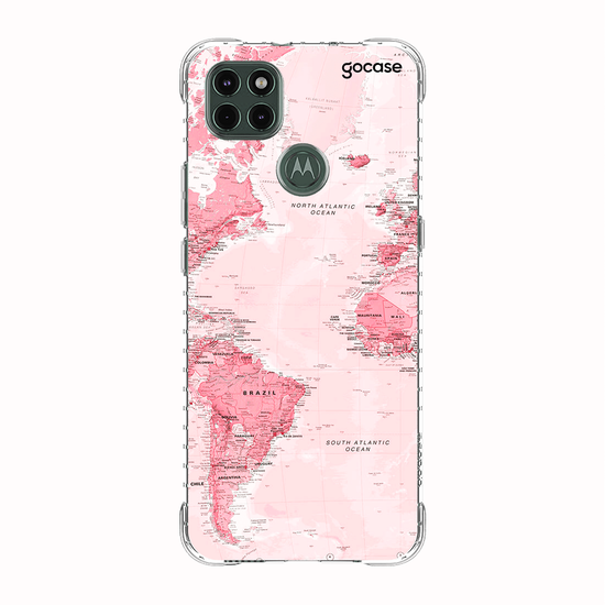 Capinha para celular Mapa Mundi Rosa Manuscrita