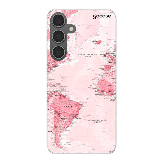 World Map Pink Handwritten Phone Case