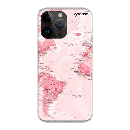 World Map Pink Handwritten Phone Case