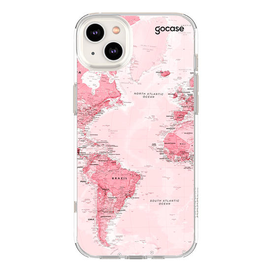 Capinha para celular Mapa Mundi Rosa