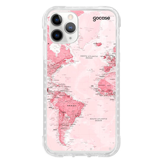 Capinha para celular Mapa Mundi Rosa