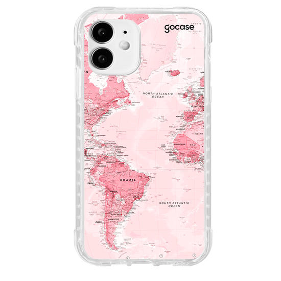 Capinha para celular Mapa Mundi Rosa