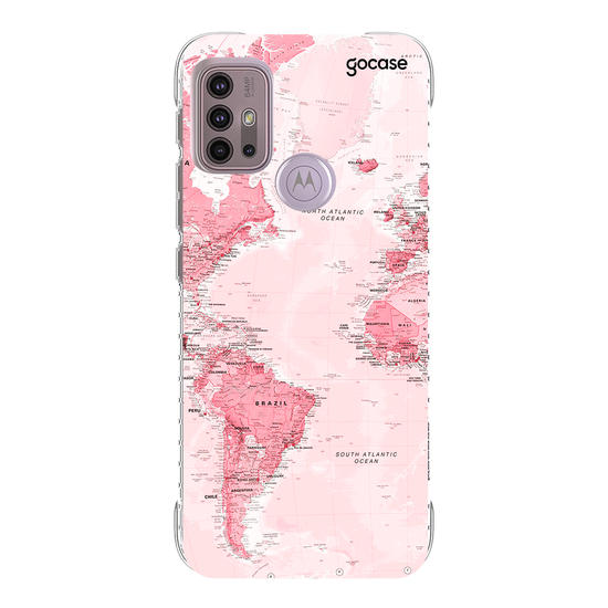Capinha para celular Mapa Mundi Rosa