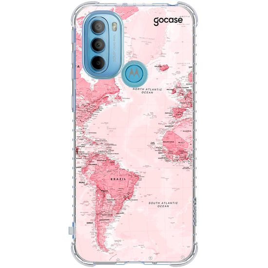 Capinha para celular Mapa Mundi Rosa