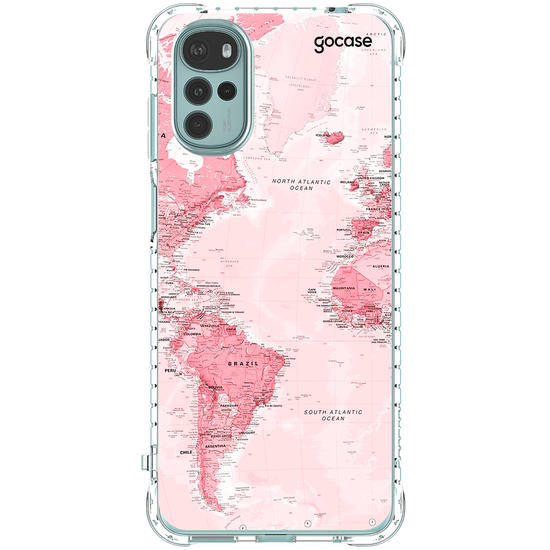 Capinha para celular Mapa Mundi Rosa