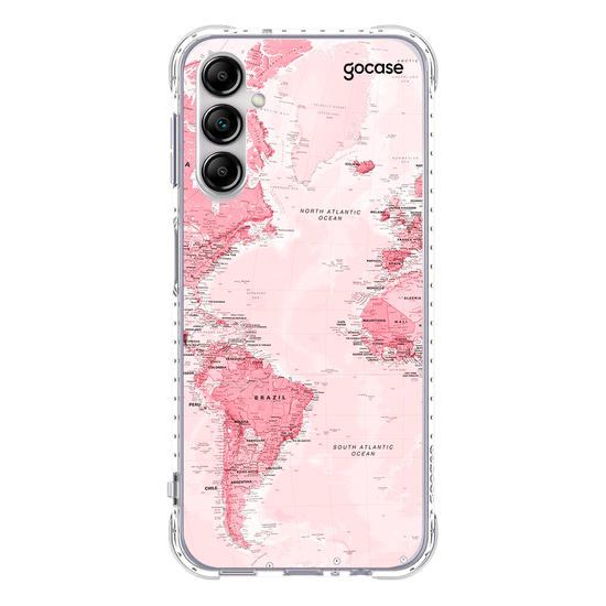 Capinha para celular Mapa Mundi Rosa