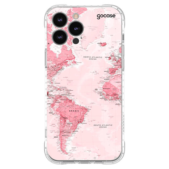 Capinha para celular Mapa Mundi Rosa
