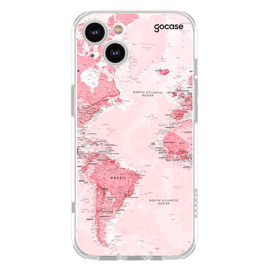 Capinha para celular Mapa Mundi Rosa