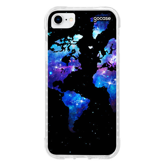 Capinha para celular Mapa Mundi Universo Manuscrita