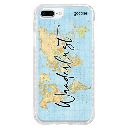 Capinha para celular Mapa Mundi Wanderlust Vertical