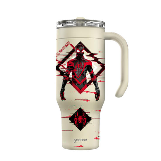 Copo Térmico Life + Ebook -  Homem-Aranha - Traje Miles Morales