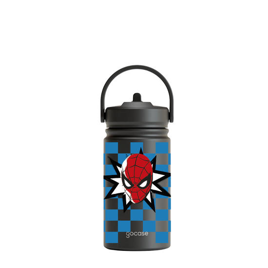 Garrafa Térmica Mini + Ebook - Homem-Aranha - Padrão Xadrez