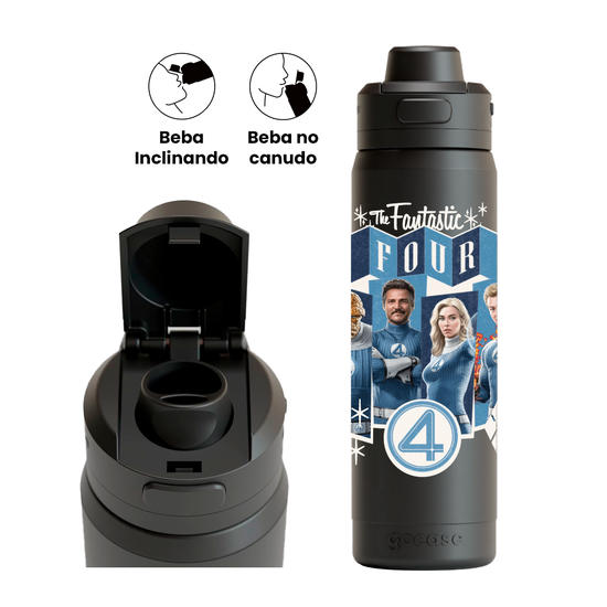 Garrafa Térmica Flip Pro - Quarteto Fantástico -  Fantastic Retro