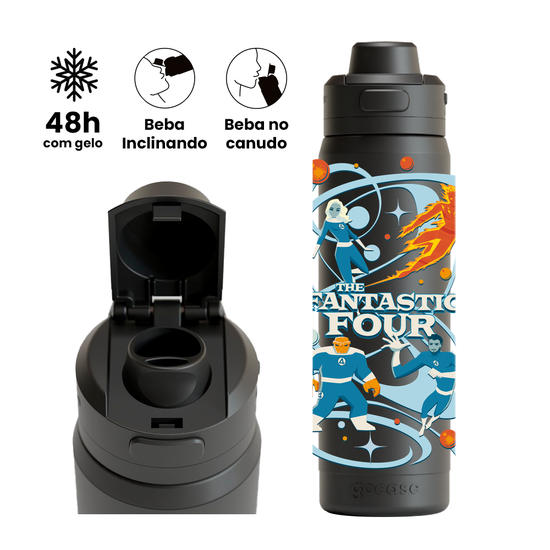 Garrafa Térmica Flip Pro - Quarteto Fantástico - Galactic Journey