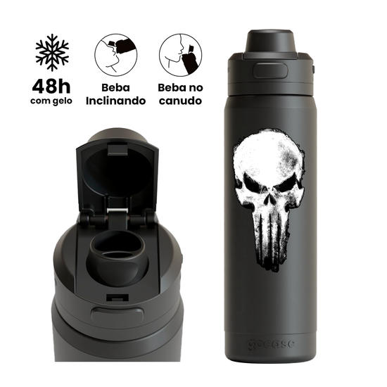 Garrafa Térmica Flip Pro + Ebook -  Marvel - O Justiceiro