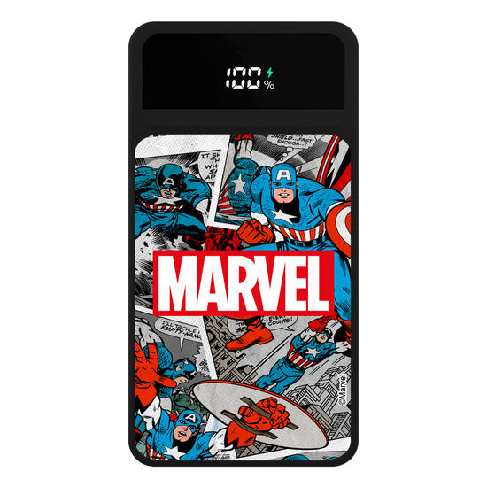 Carregador Portátil Turbo 10000mah Preto - Marvel - Starring: Captain America!