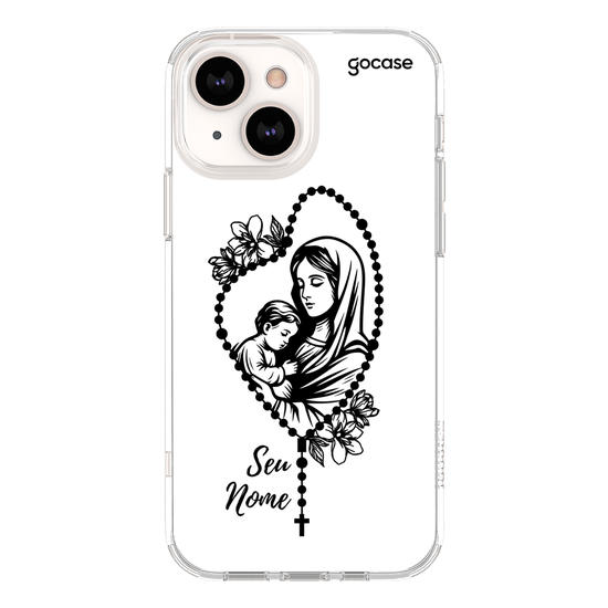 Capinha para celular Maria e Jesus - Terço