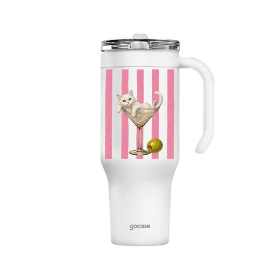 Copo Térmico Life + Ebook - Martini White Cat