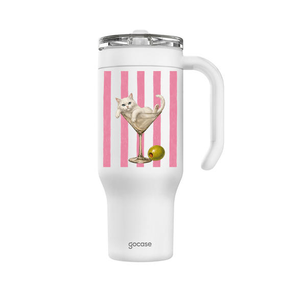 Copo Térmico Life + Ebook - Martini White Cat