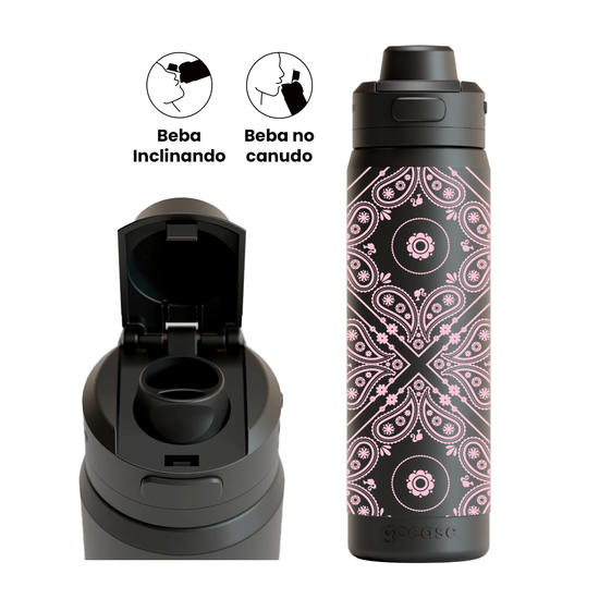 Garrafa Térmica Flip Pro + Ebook -  Barbie - Bandana Pattern