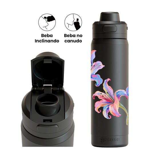 Garrafa Térmica Flip Pro + Ebook - Maxi Lírios