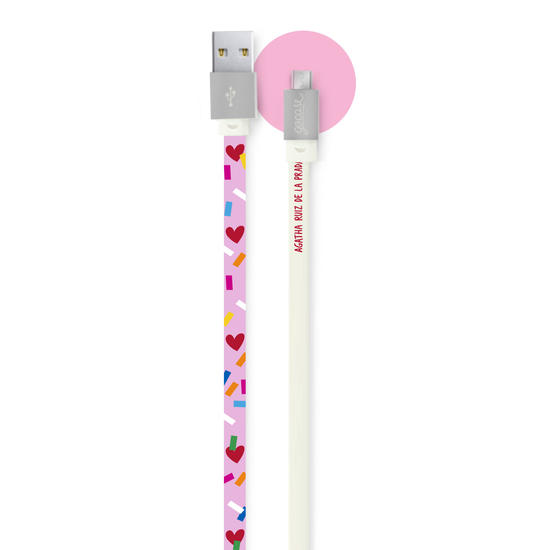 Micro USB Cable for Android - Funny heart pink