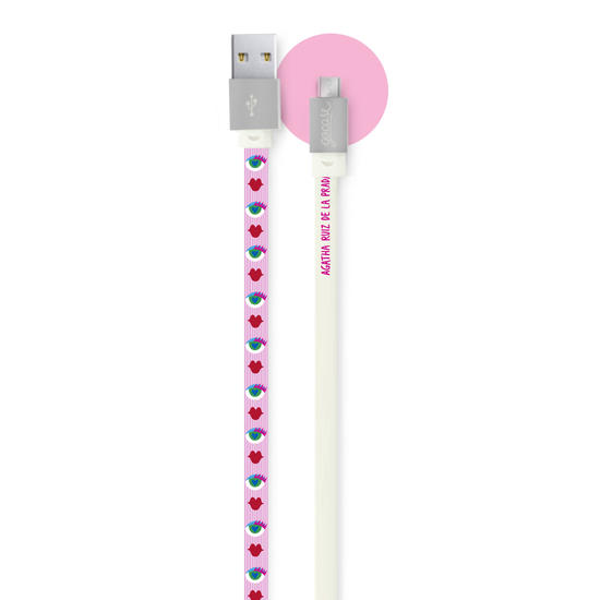 Micro USB Cable for Android - Red lips