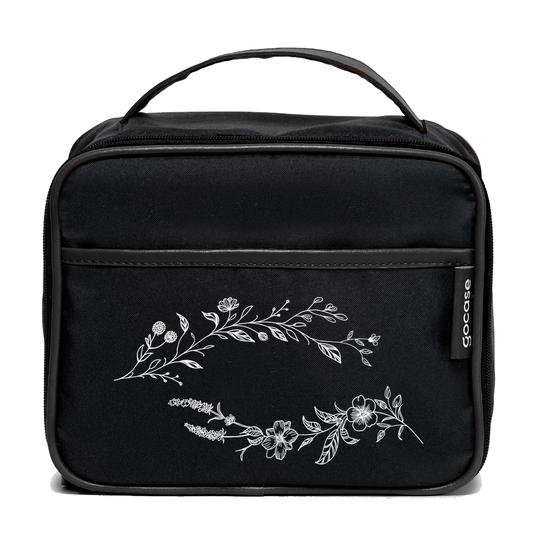 Bolsa Térmica Midi Preta - Ramo de Flor Linear Bolsa Térmica Midi Preta - Ramo de Flor Linear