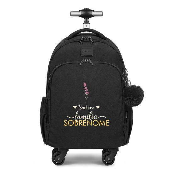 Mochila de Carrinho 4 Rodas Fun - Família Manuscrita & Flores