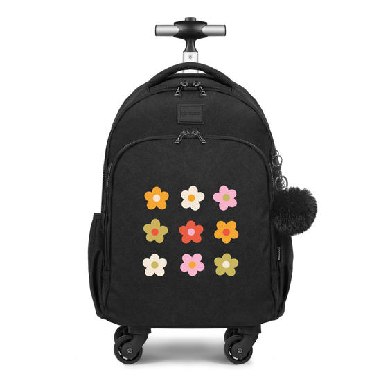 Mochila de Carrinho 4 Rodas Fun - Flores Coloridas Groovy