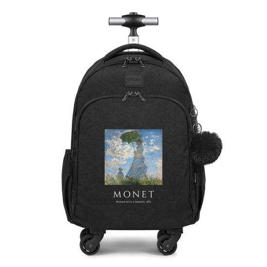 Mochila de Carrinho 4 Rodas Fun Preta - Monet - Mulher com Sombrinha