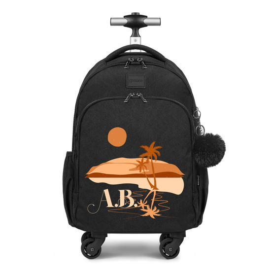 Mochila de Carrinho 4 Rodas Fun Preta - Paisagem Boho