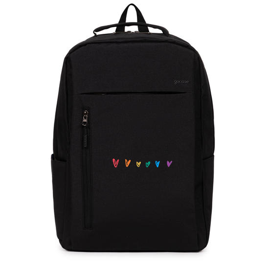 Mochila Executiva Slim - Corações Arco-Íris com Nome
