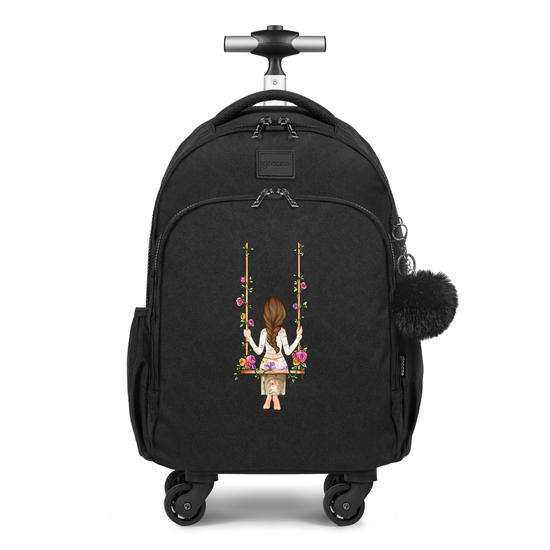 Mochila de Carrinho 4 Rodas Fun - Garota Floral