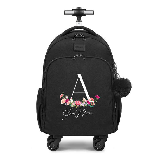 Mochila de Carrinho 4 Rodas Fun - Inicial Coroa de Flores