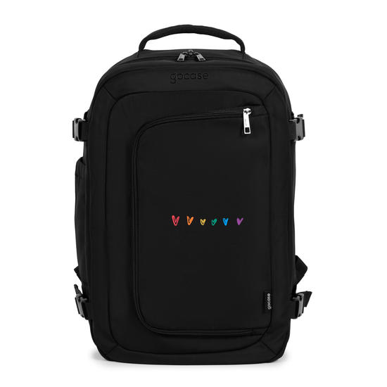 Mochila Voyage - Corações Arco-Íris com Nome Mochila Voyage - Corações Arco-Íris com Nome