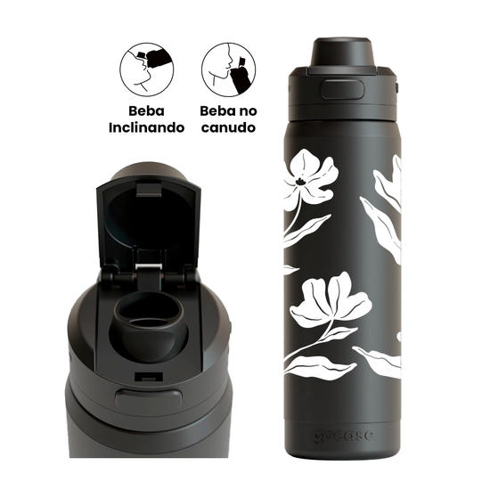 Garrafa Térmica Flip Pro - Monochrome Flower
