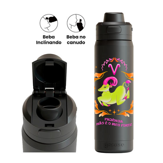 Garrafa Térmica Flip Pro + Ebook - Marcia Sensitiva - Signos - Áries