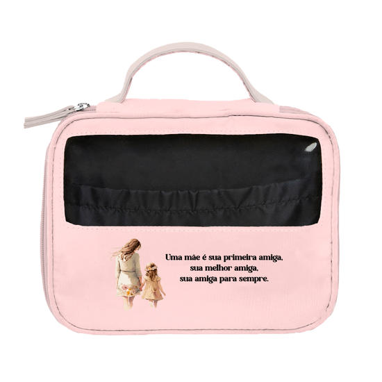 Necessaire Makeup Double Rosa -  Mãe - Amiga Para Sempre